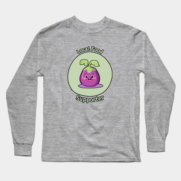 Local Food Supporter - Eggplant Long Sleeve T-Shirt by Craftix Design